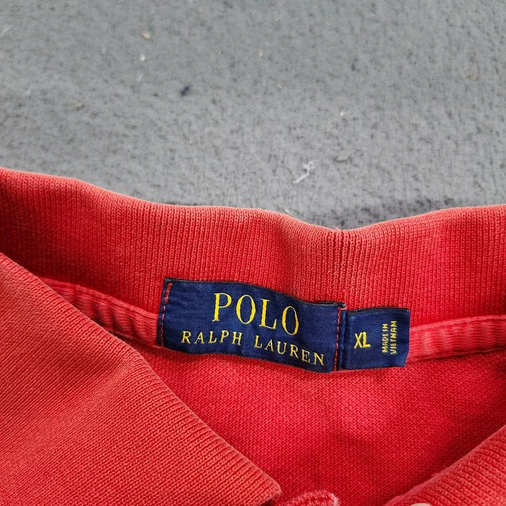 Polo Ralph Lauren Mens XL Red Short Sleeve Cotton Pique Pony Logo Polo Shirt